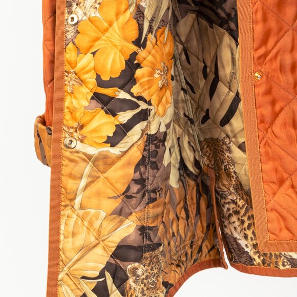 Salvatore Ferragamo Vintage 90's Orange Silk Quilted Coach Jacket - Picture 8 of 10